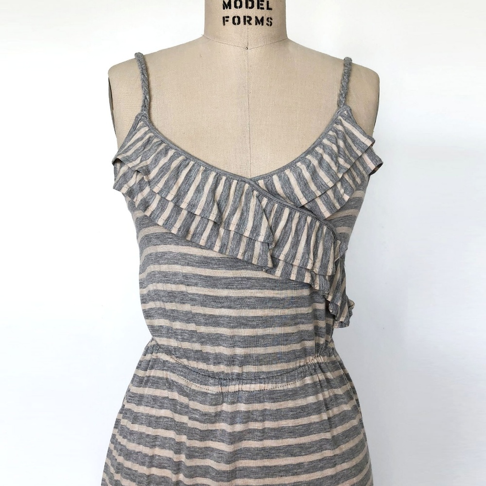 PINK ROSE - Long Ruffle Front Knit Stripe Dress - Picture 3 of 4